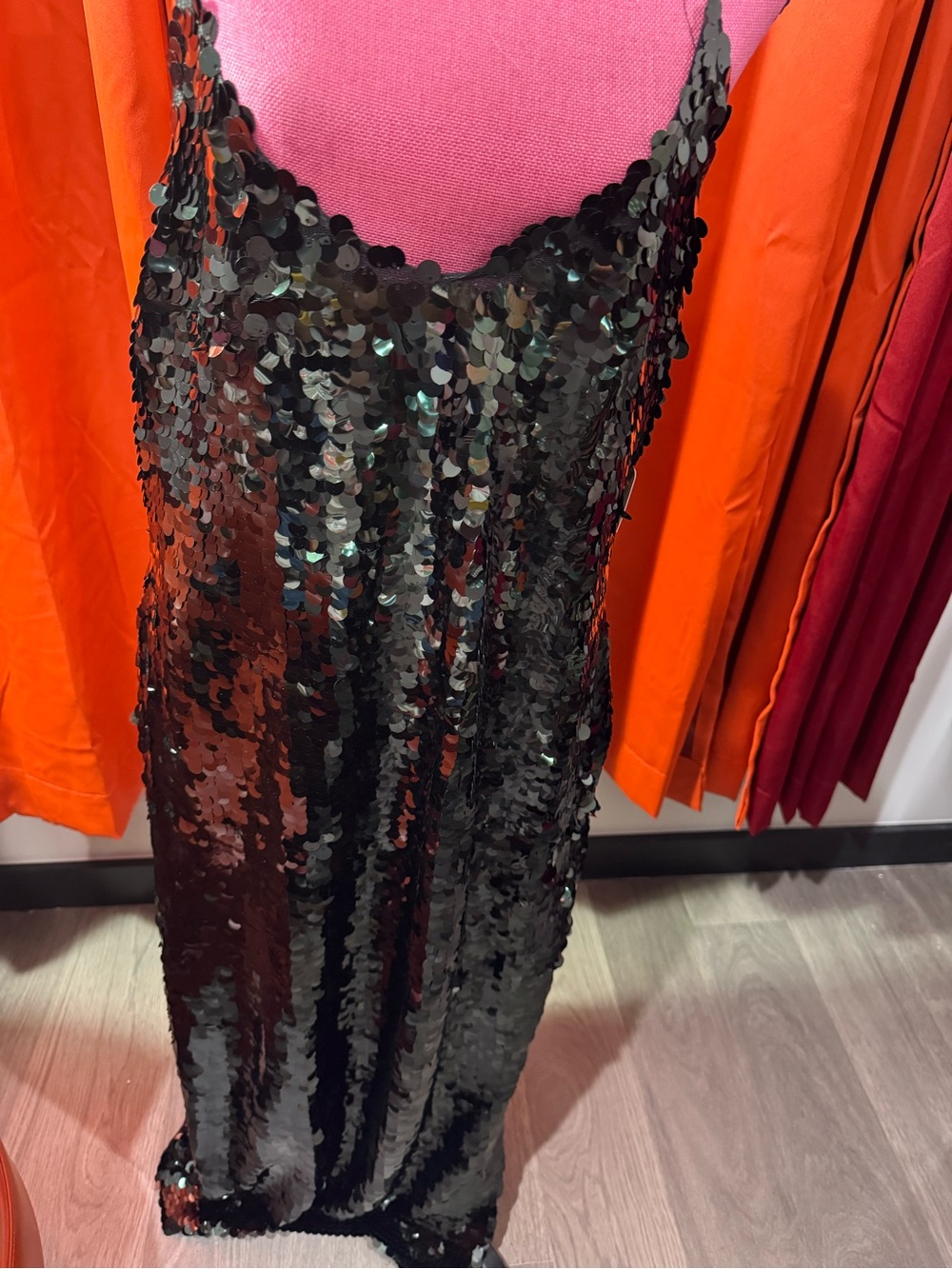 Free People Black Sequin Strapless Slip Dress